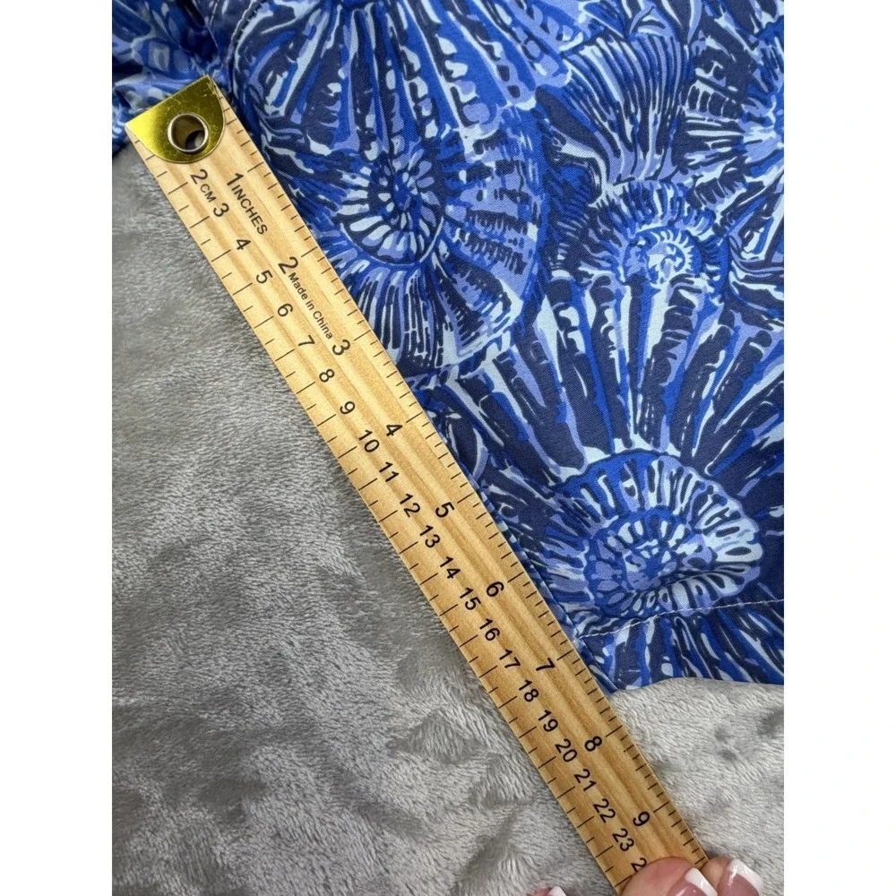 Peter Millar Shell Print Men's XL Swim Shorts Blue Drawstring Waist‎ Pockets